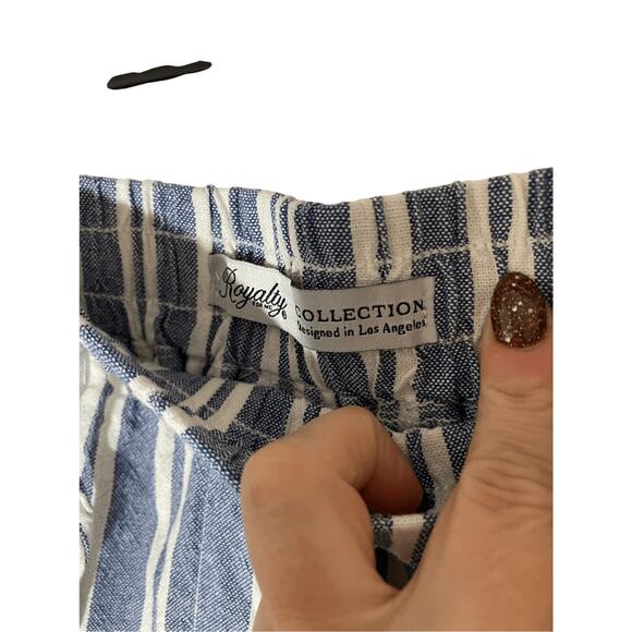 NWT Royalty for Me Large Casual Breton Striped Cotton Pants Wide Leg Trousers - Picture 5 of 7